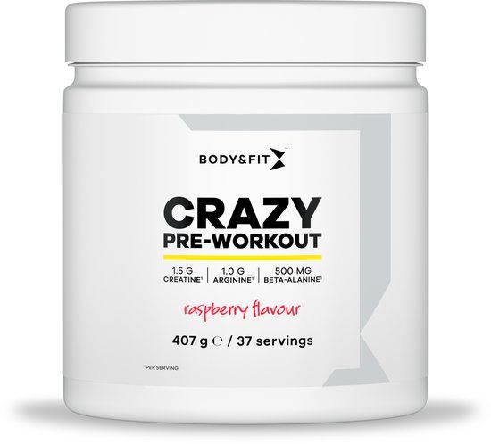 Body & Fit Crazy Pre-Workout Framboos smaak - 407 gram