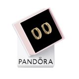 Pandora Signature Pavé Heart 14-karaats vergulde oorringen