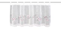 HOME WOHNIDEEN Caféhaus Elly, 100% polyester, semi-transparant, bloemenrank, 45 x 120 cm, kleur: rozegroen