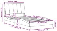 vidaXL Bedframe "Hanko" 100x200 cm Stof Lichtgrijs