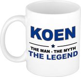 Bellatio Decorations Naam Cadeau Mok - Koen - Man Myth Legend - Koffiemok - 300 ml - Donkerblauw