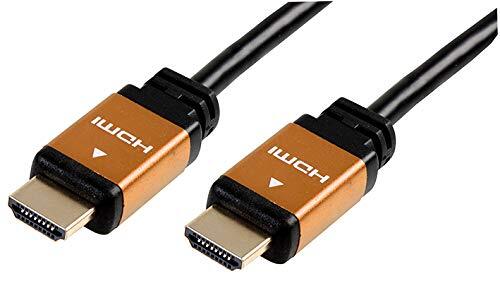 Pro Signal PSG04105 HDMI-kabel met Ethernet, mannelijk naar mannelijk, oranje metalen koppen, 3m lengte, zwart
