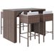 vidaXL Ensemble de bar de jardin 5 pièces avec coussins, poly rotin, marron
