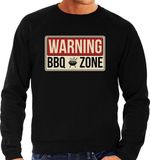 Bellatio Decorations Warning bbq zone bbq / barbecue sweater zwart - cadeau trui voor heren - verjaardag / vaderdag kado L
