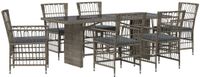 vidaXL - Buiten - Eettafel - Set - 7 - st - Grijs - poly - rattan