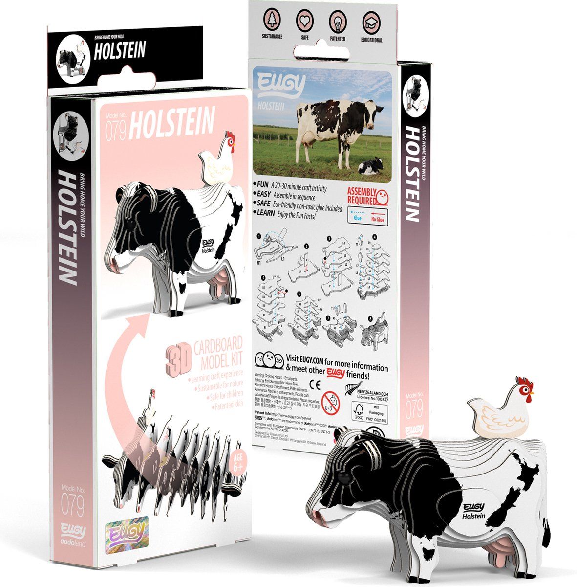 Eugy 3D Model: BOERDERIJDIER / HOLSTEIN Friese Koe 8,5x5x6,8cm - 6+