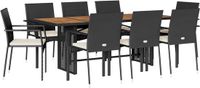vidaXL 9-delige Tuinset poly rattan zwart