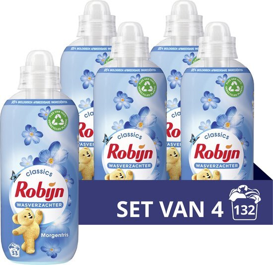 Robijn Classics Morgenfris Wasverzachter - 4 x 33 wasbeurten - Voordeelverpakking