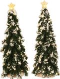 Luville Snowy Conifer with lights battery operated 2 pieces