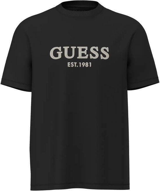 Guess T-shirt Zwart Katoen Ronde Hals Korte Mouw Logo Heren S