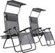 LifeGoods Opvouwbare Tuinstoelen - Verstelbaar Zonnescherm - Ligstoel Tuin - 2 Stuks - Donkergrijs