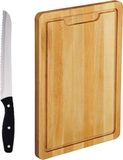 Kesper Planche à découper en hêtre - 36 x 50 cm - avec couteau à pain en acier inoxydable - de 33 cm