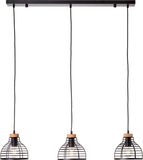 Brilliant Avia - Hanglamp - E27 max 3x40W - Zwart/Houtkleur