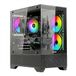 Nuwo Flow FK100 Micro-ATX Mini Tower PC Behuizing | 3 ARGB-Ventilator 120 mm | Panorama-glas front- en zijwand | Zwart