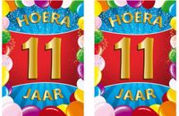 Bellatio Decorations Verjaardag deurposter - 2x - 11 jaar - multi - 59 x 84 cm