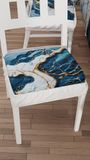 PETTI Artigiani Italiani - Zitkussen voor keukenstoelen, set van 2, blauw marmereffect, 40 x 40 cm