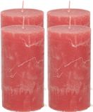 Atmosphera Stompkaars/cilinderkaars - 4x - rood - 7 x 13 cm - rustiek model