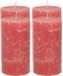 Atmosphera Stompkaars/cilinderkaars - 4x - rood - 7 x 13 cm - rustiek model