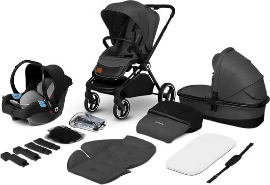 Lionelo Combi kinderwagen Mika 3 in 1 Grijs Grafiet