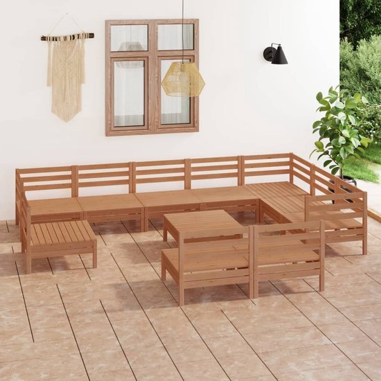 The Living Store Tuinset Grenenhout - Hoek/middenbank- 63.5 x 63.5 x 62.5 cm - Voetenbank/tafel- 63.5 x 63.5 x 28.5 cm