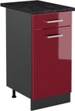 Vicco Keukenonderkast R-Line, Rode hoogglans/Antraciet, 40 cm antraciet werkblad
