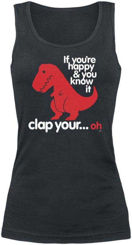 Goodie Two Sleeves Sad T-Rex Dames Top - Zwart - L