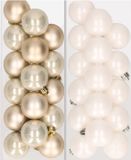 Decoris Kaemingk B.V. Kleine kerstballen - 32x st - champagne en wit - D4 cm - kunststof