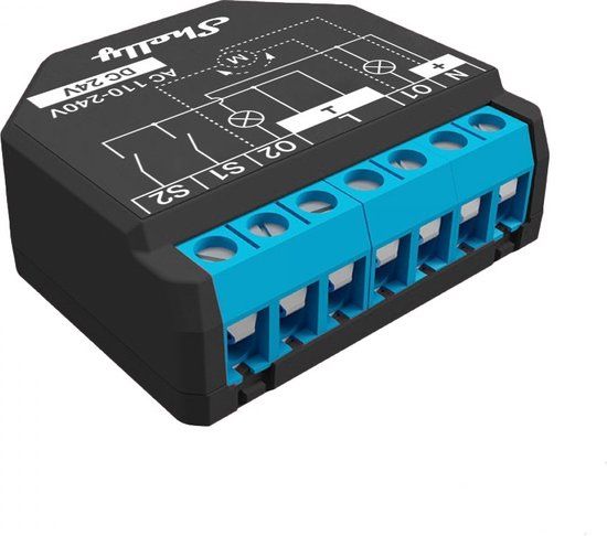 Shelly Plus 2PM Schakelactor WiFi | Bluetooth | Smart Home | Dubbele relaisschakelaar