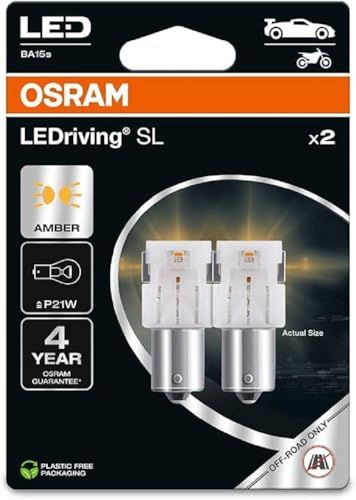 OSRAM LEDriving SL, P21W, Amber, dubbele blister (2 lampen), LED Retrofit, alleen offroad gebruik