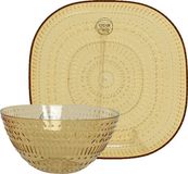 Decoris set de vaisselle de camping - 12 pièces - jaune - plastique - 6 personnes
