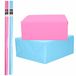 Bellatio Decorations 6x Rollen kraft inpakpapier roze en blauw babyshower