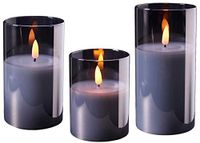 Klocke Dekorationsbedarf LED-kaarsen in glas - set van 3 - grijs