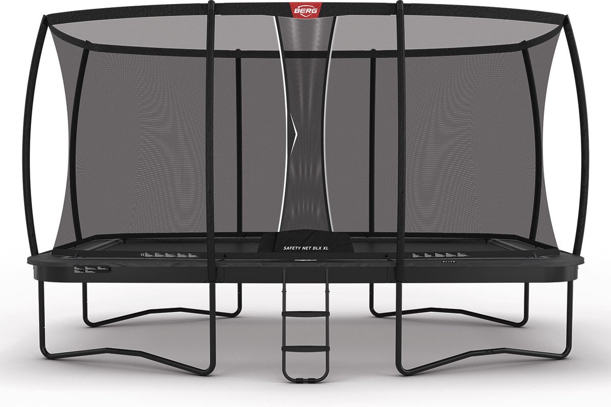 Berg trampoline rechthoekig Elite Regular grijs 500 cm met veiligheidsnet deluxe XL