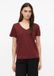 s.Oliver T-shirt Col V Manches Courtes Bordeaux Coton 100% Taille 46