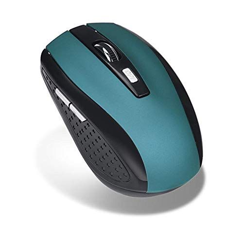 N.B. Draadloze gamingmuis met 2,4 GHz USB-ontvanger, 2000 DPI optische tracking, 6 toetsen, PC /Laptop /Desktop (blauw)