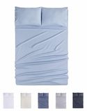 Todocama 4-delige beddengoedset, 4002, hoeslaken, laken, 2 kussenslopen, 50 x 80 cm (bed 180 x 190/200 cm, lichtblauw)