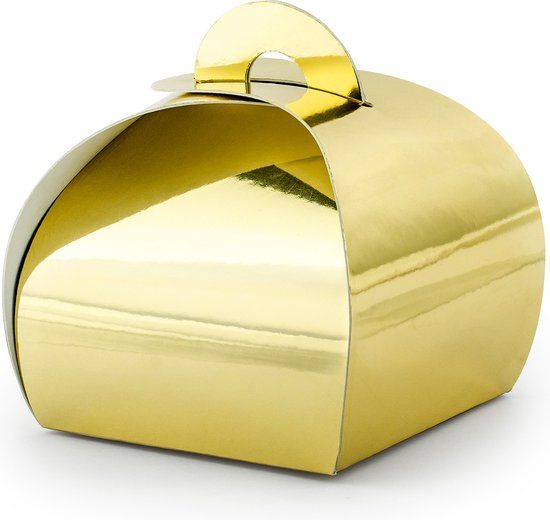 PartyDeco cadeaudoosje Bonbon Goud - Bruiloft bedankje - 10x - goud - 6 x 6 cm
