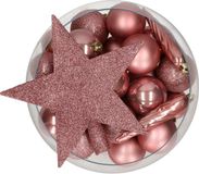 Bellatio Decorations kerstballen - 33 stuks - oud roze - kunststof - 6 cm diameter