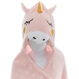 Atmosphera Plaid à capuche Licorne Rose 100 x 140 cm