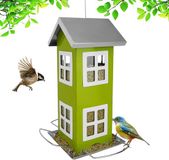 Relaxdays Vogelvoederhuisje - 26x12x12 cm - metaal - groen