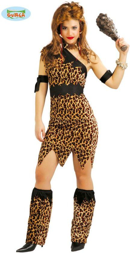 Guirca Katja De Cavewoman Luipaard Vrouw Kostuum Maat 38-40
