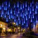 Pluie de météores, guirlande lumineuse avec 8 tubes, lumière de flocon de neige, éclairage de Noël, décoration pour Noël, Halloween, mariage, bleu, 30 cm, 192 LED