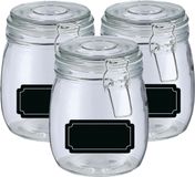 Zeller Weckpotten/inmaakpotten - 4x - 750 ml - glas - met beugelsluiting - incl. etiketten