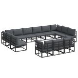 vidaXL Tuinbank Set 13-delig Zwart Aluminium
