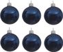 Decoris Kerstballen set - 6x stuks - blauw - glas - 6 cm - glans