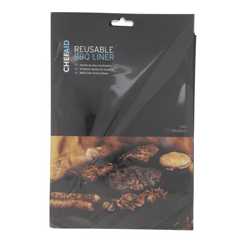 Chef Aid Herbruikbare grillplaat voor de barbecue 50 x 40 cm - Zwart