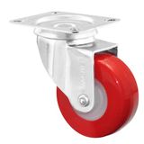 WAGNER Soft zwenkwiel - diameter 40 mm hoogte 55 mm, staal verzinkt, rood/wit, aanschroefplaat 35 x 45 mm, draagkracht 40 kg - 01214001