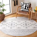 Safavieh Boho tapijt voor machinewasbaar en antislip - ideaal voor drukke bezochte gebieden - Arizona Collection, korte pool, ivoor en zwart, 183 x 183 cm