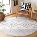 Safavieh Boho tapijt voor machinewasbaar en antislip - ideaal voor drukke bezochte gebieden - Arizona Collection, korte pool, ivoor en zwart, 183 x 183 cm