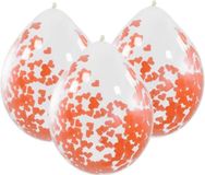 Merkloos / Sans marque Folat Bv 12x stuks transparante party ballon rode hartjes confetti 30 cm